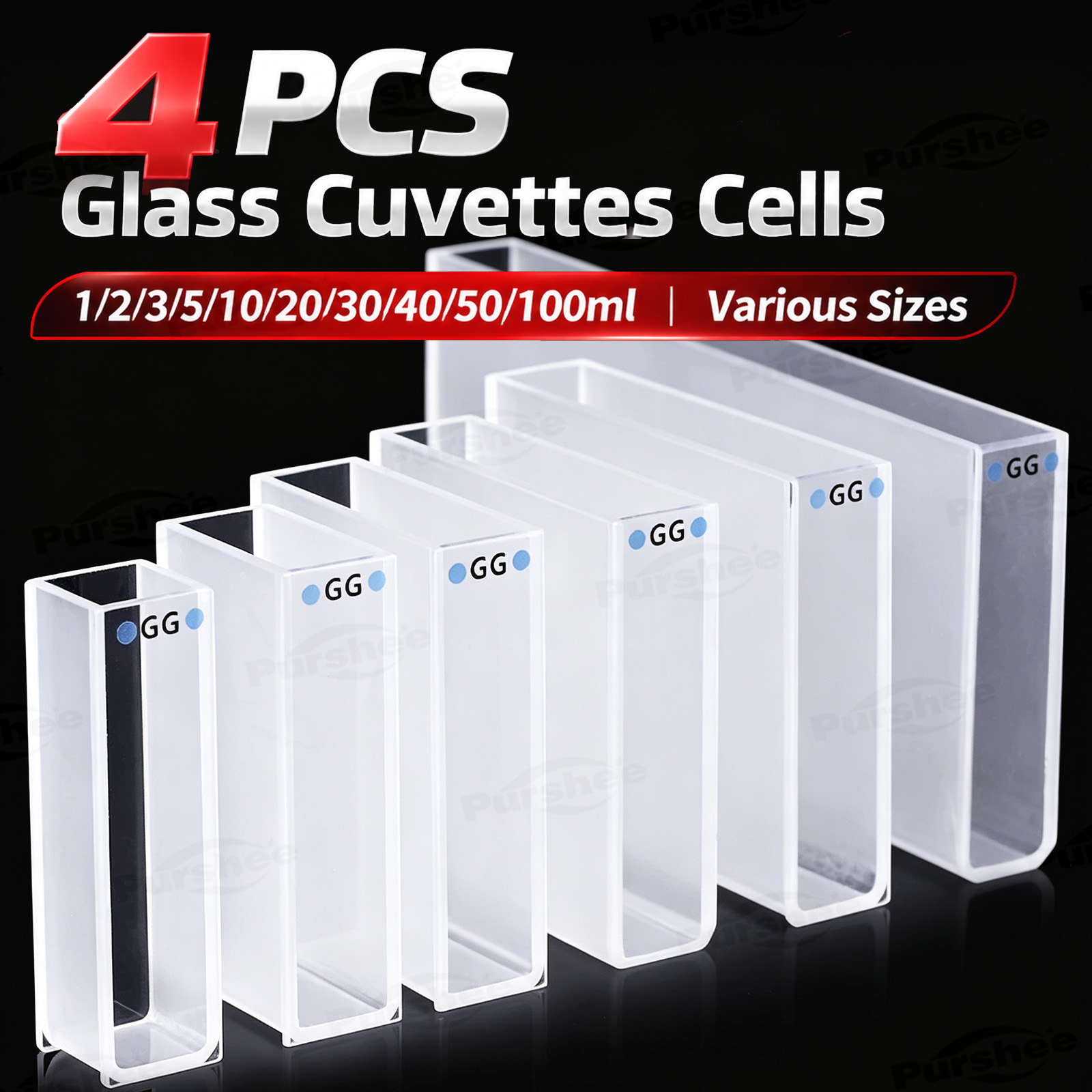 4 PCS Glass Cuvettes Cells 1/2 - Science Kit 评论和价格