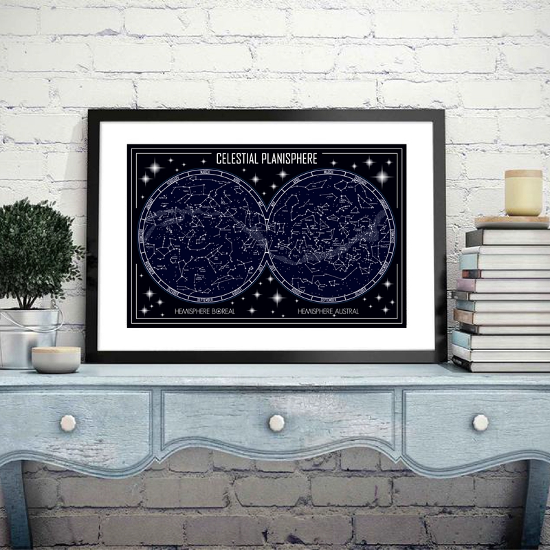 Celestial Planisphere Map Canv - Star Map Poster 评论和价格